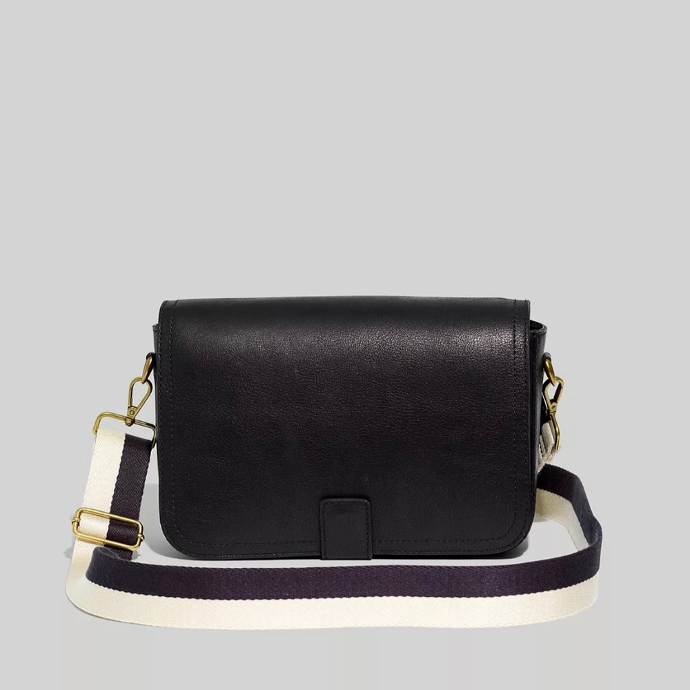 NWT Madewell Leather The Transport Flap Shoulder Bag in True Black